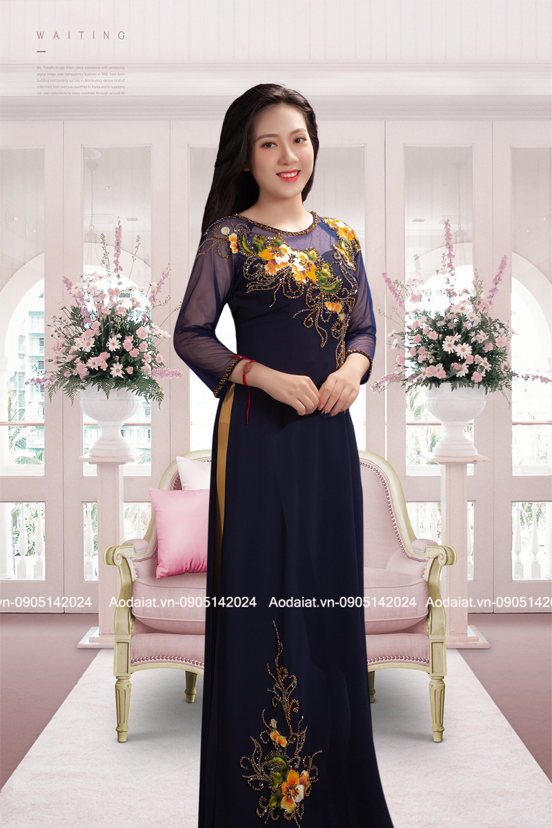 áo dài  chiphon xanh noa 